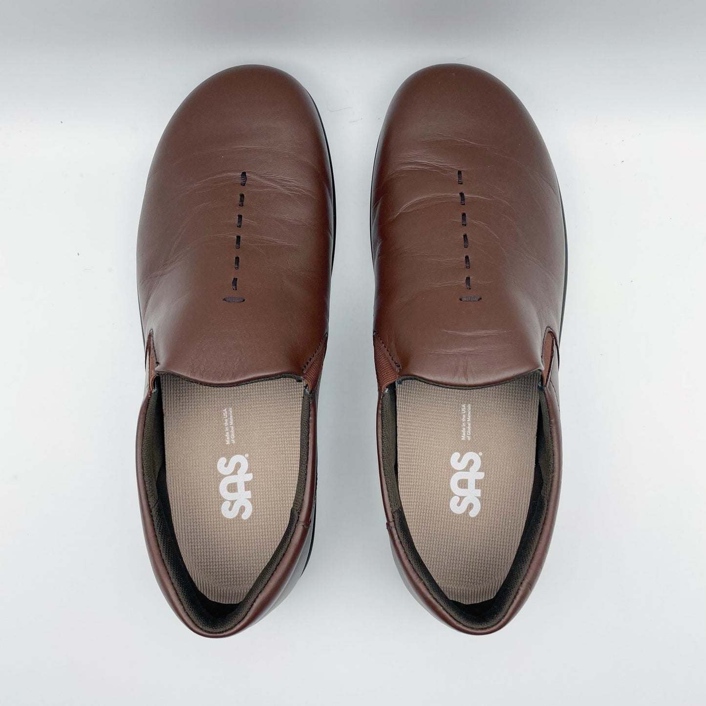 SAS Women's Viva Slip On Comfort Loafer US 7.5 WIDE EU 38 Brown Leather