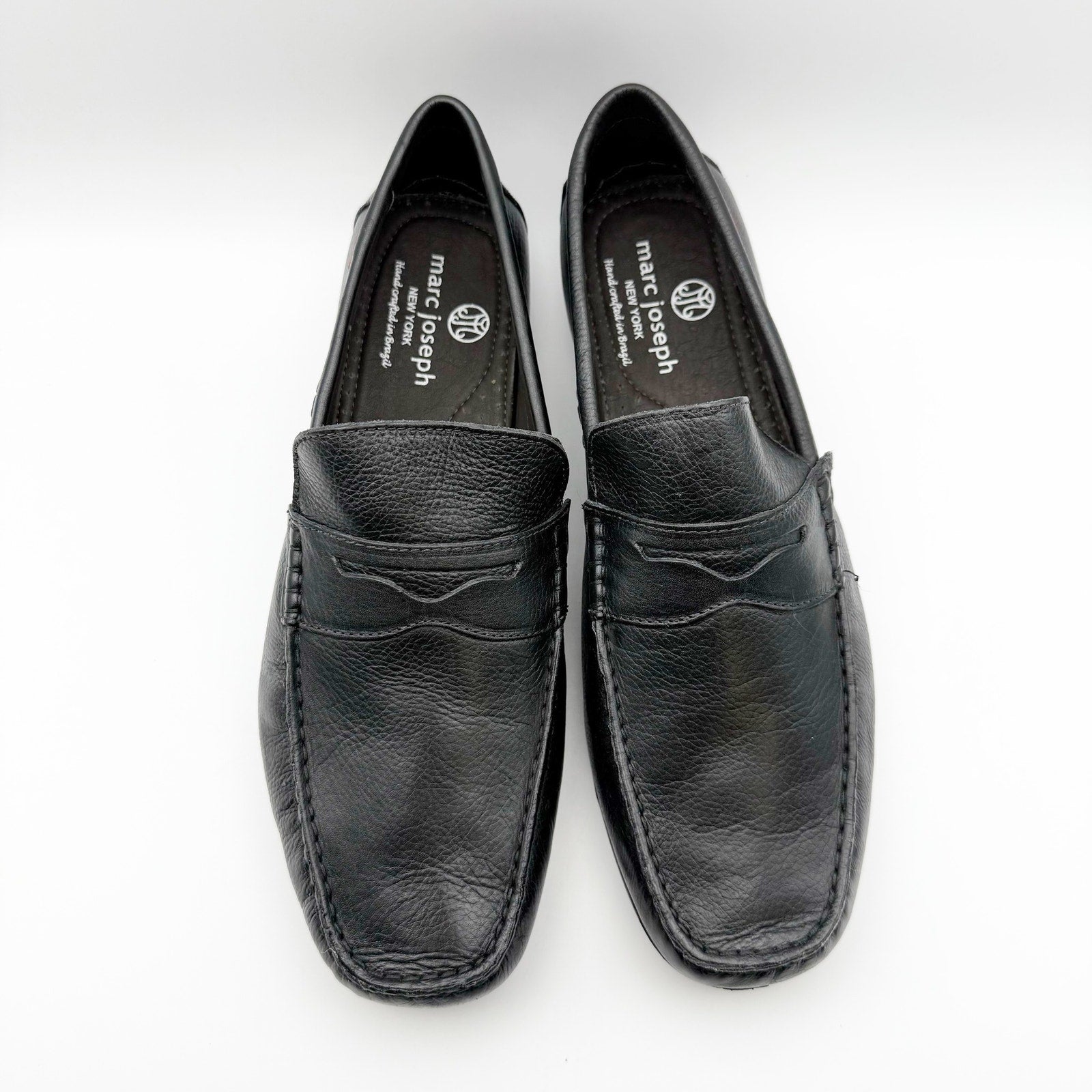 Marc Joseph New York Mens Nebraska Loafers US 11 Black Leather Grainy Shoe NIB