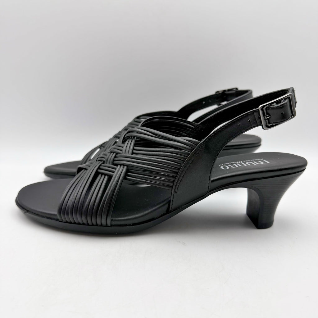 MUNRO Women's Marianna Heel Sandals Size 11 Narrow Black Leather NIB