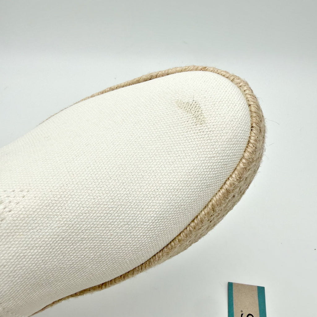TOMS Womens Valencia Platform Slip On Shoes Size 7.5 White Canvas Casual NWOB