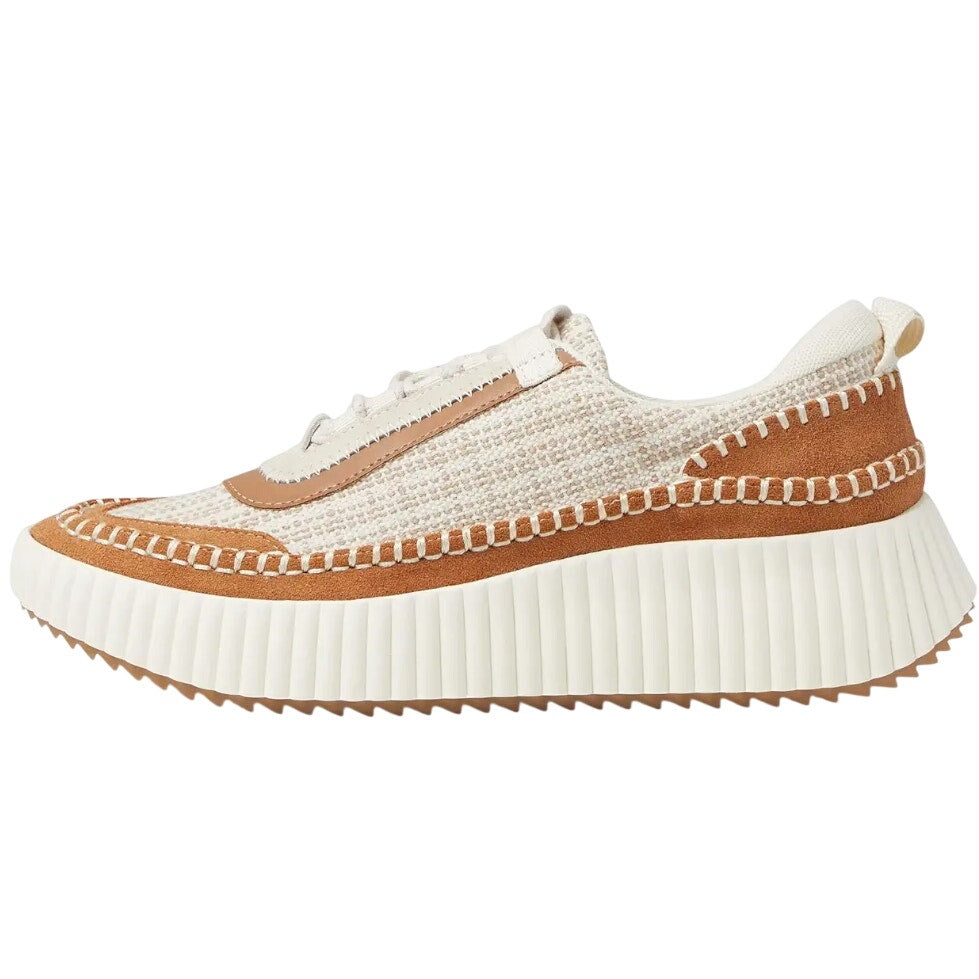 Dolce Vita Womens Dolen Sneaker US 8.5 Ivory Tan Leather Lace-Up Closure NIB
