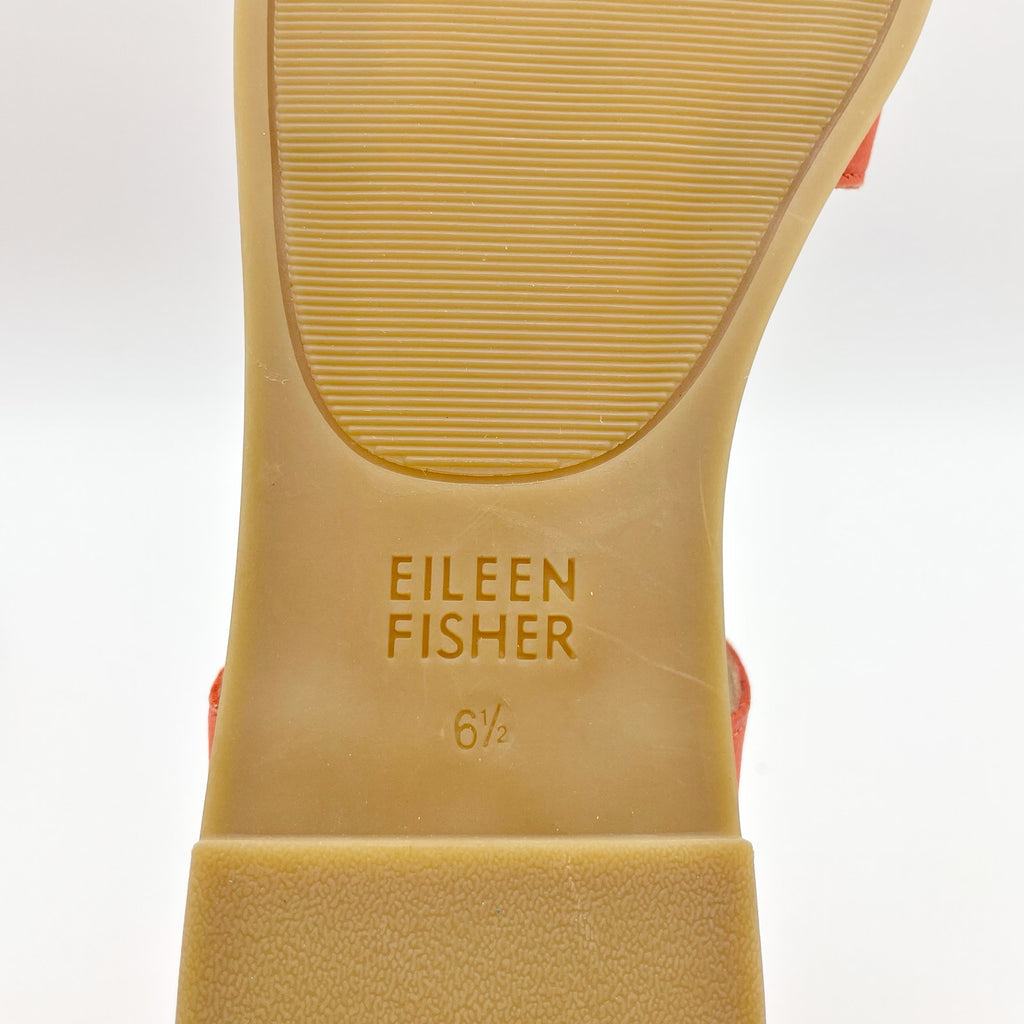 Eileen Fisher Womens Rose Sandals Size 6.5 Orange Leather Flats NIB