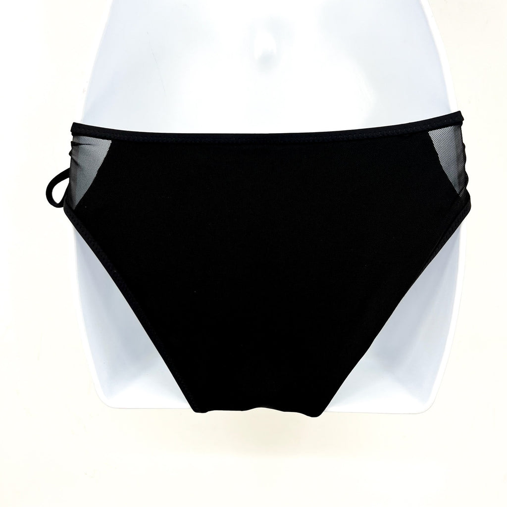 BECCA Women's Muse Mesh-Inset Bikini Bottoms Medium Black Side-Tie NWT