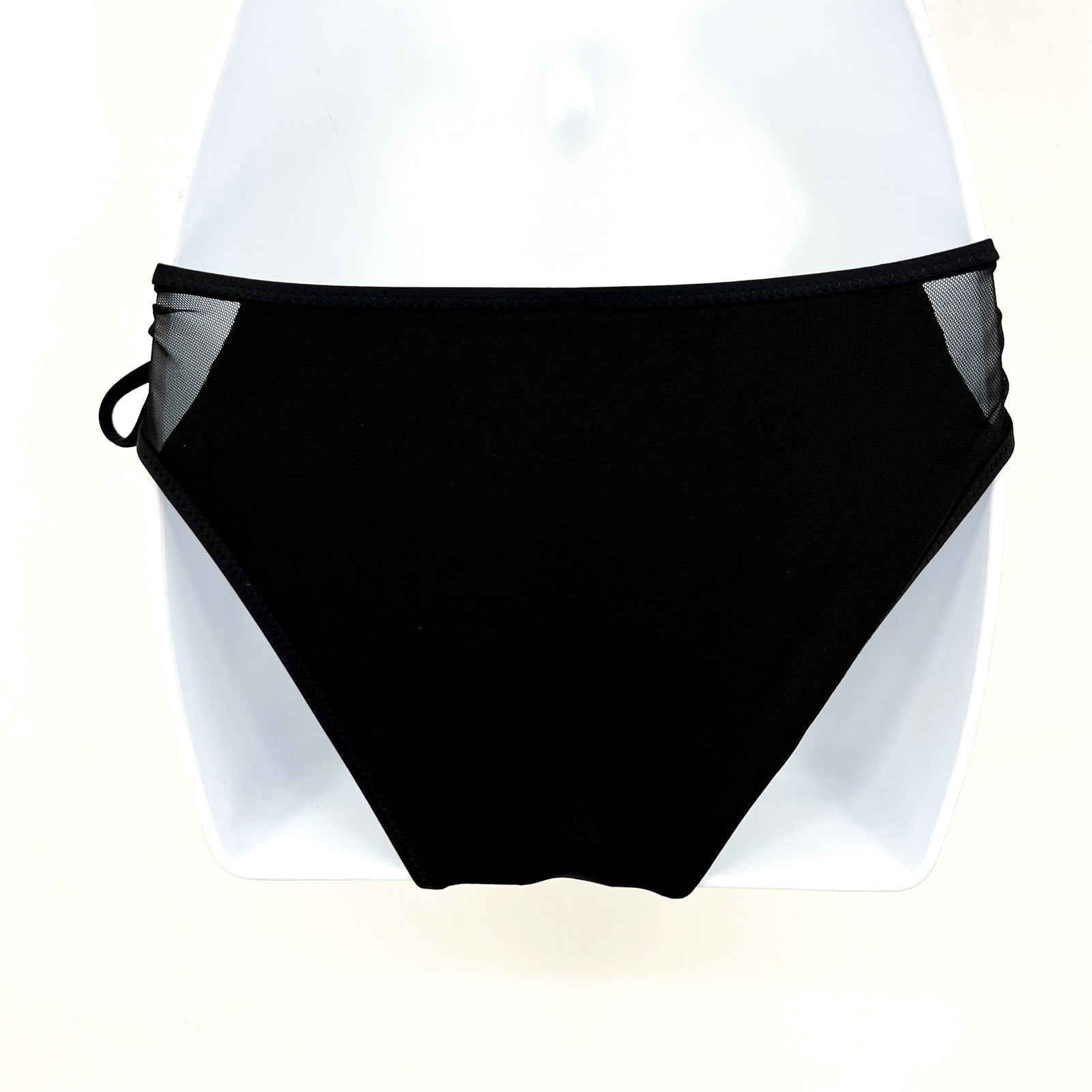BECCA Women's Muse Mesh-Inset Bikini Bottoms Medium Black Side-Tie NWT