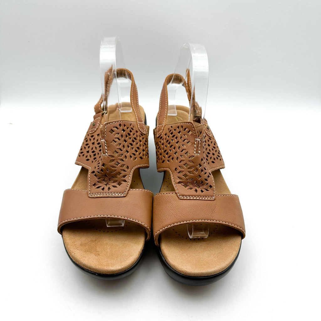 CLARKS Womens Tuleah Heeled Sandals Size 9 M EU 40 Tan Leather NWOB