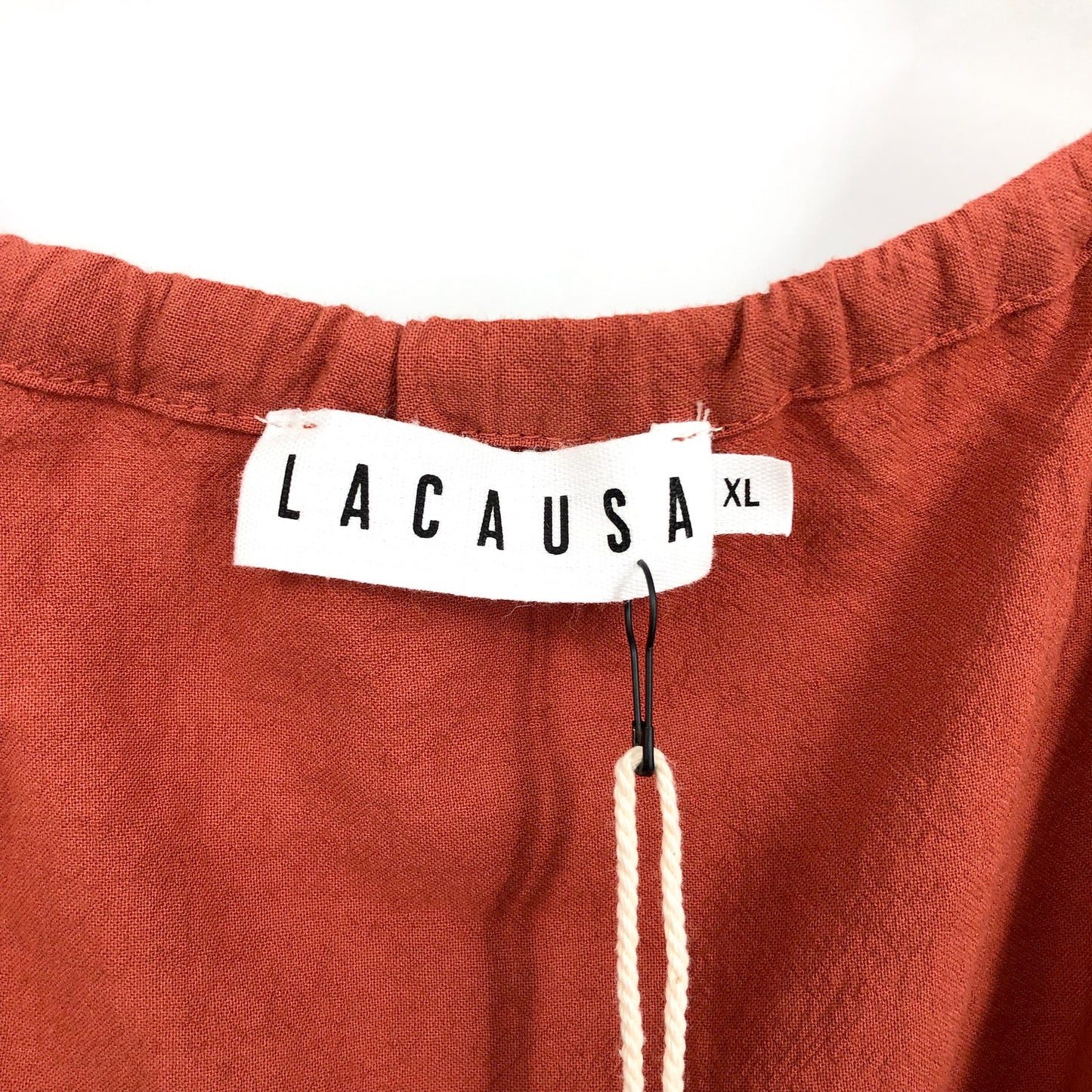 LACAUSA Women's Tate Tiered Midi Dress XL Rustic Orange