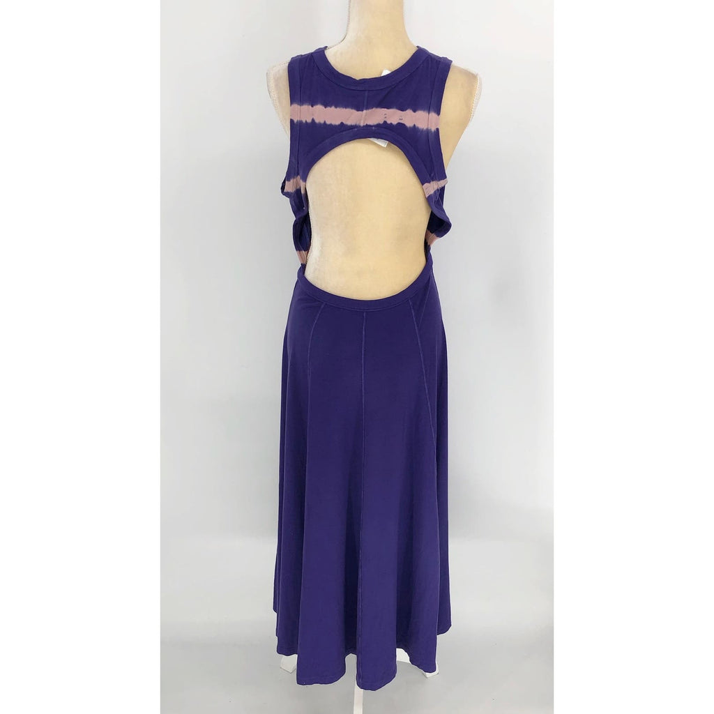 Ninety Percent Women Tie Dye Stripe Maxi Dress Small Purple Open Back NWT
