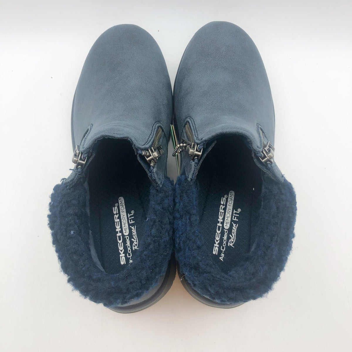Skechers Womens Easy Going Ankle Boots US 6 Navy Blue Water Repellent Lined NIB