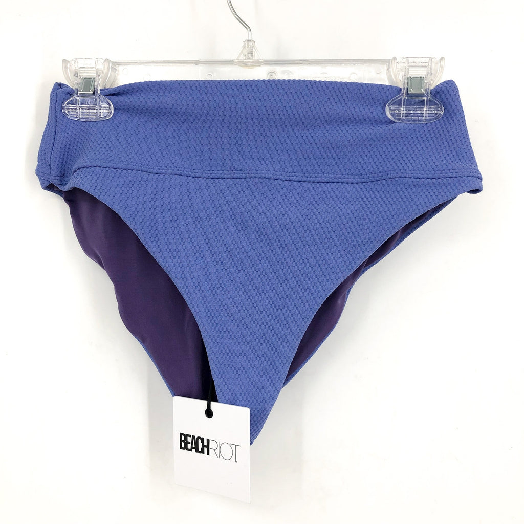 BEACH RIOT Women's Highway Bikini Bottom Medium Purple Periwinkle Waffle NWT