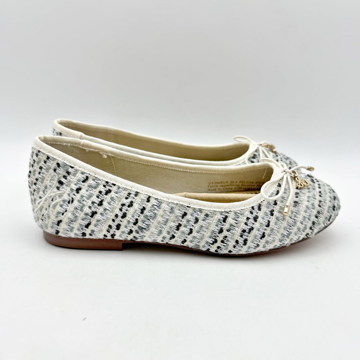 Sam Edelman Girls Felicia Ballet Flats Size 3 M Taupe Vegan Leather NIB