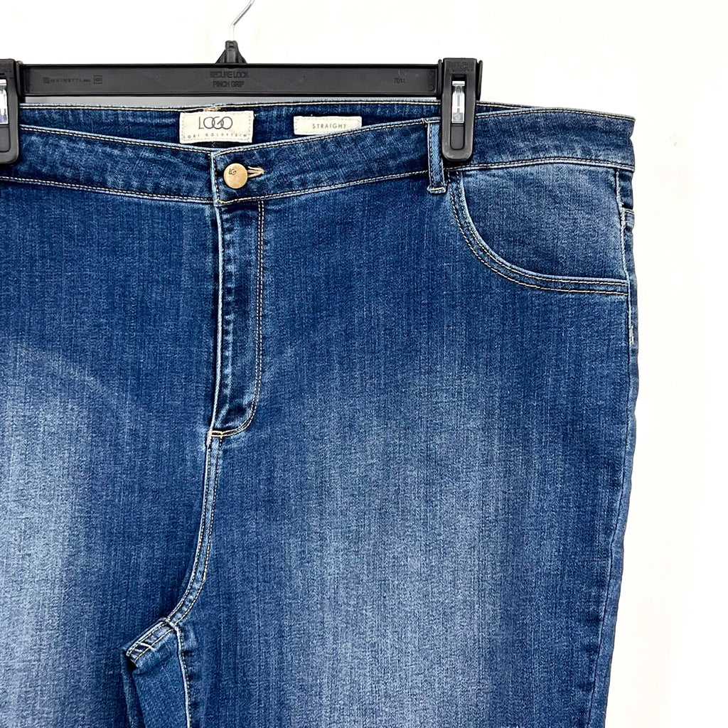 LOGO LORI GOLDSTEIN Capri Jeans Size 26W Blue Deep Indigo Eyelet Cuff NWOT