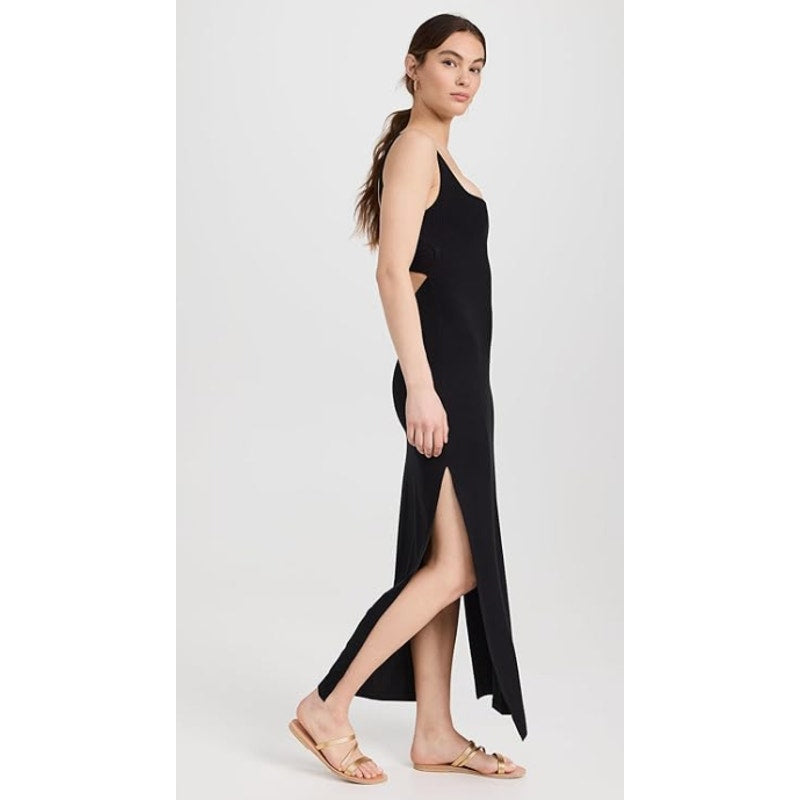 L*SPACE Women's Mara Cutout Maxi Dress Medium Black Square Neck NWT