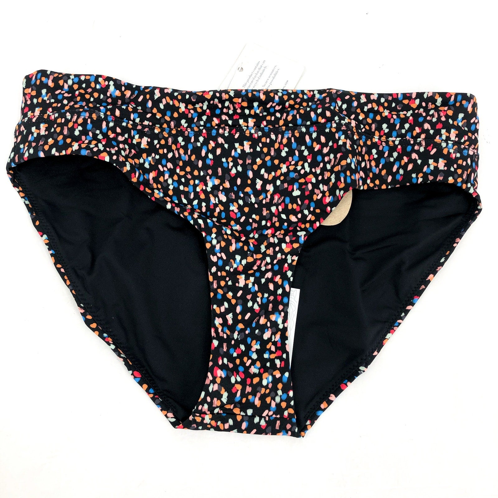 PRANA Women's Summer Wave Banded Bikini Bottoms XS Black Alotta Dots NWT