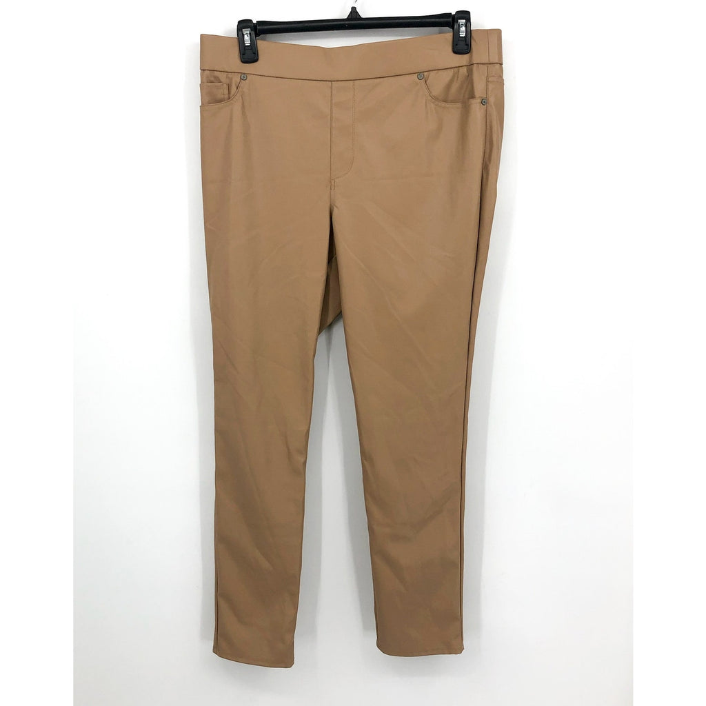 GLORIA VANDERBILT Avery Faux Leather Leggings Size 12 Tan Skinny Pull on NWT