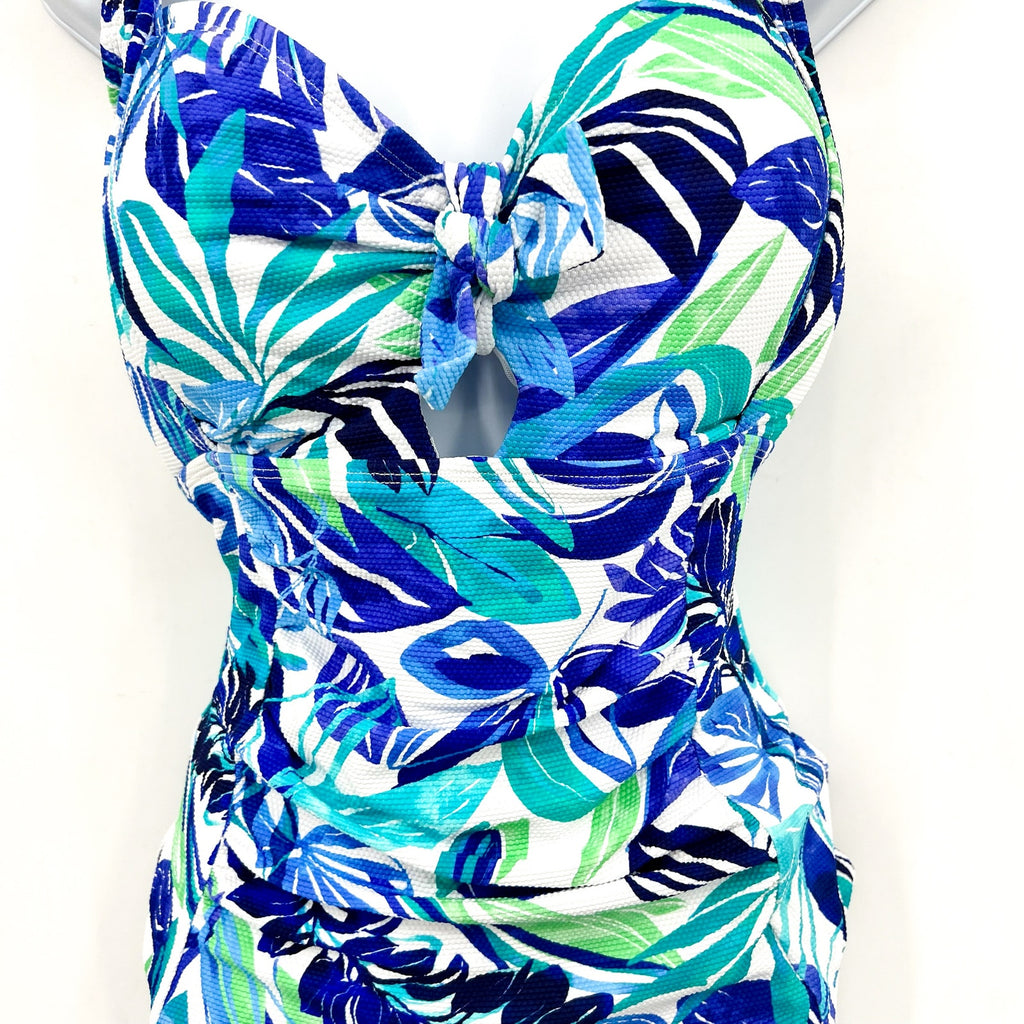 TOMMY BAHAMA Island Cays Marina One Piece Swimsuit Size 14 Beach Glass Blue NWT