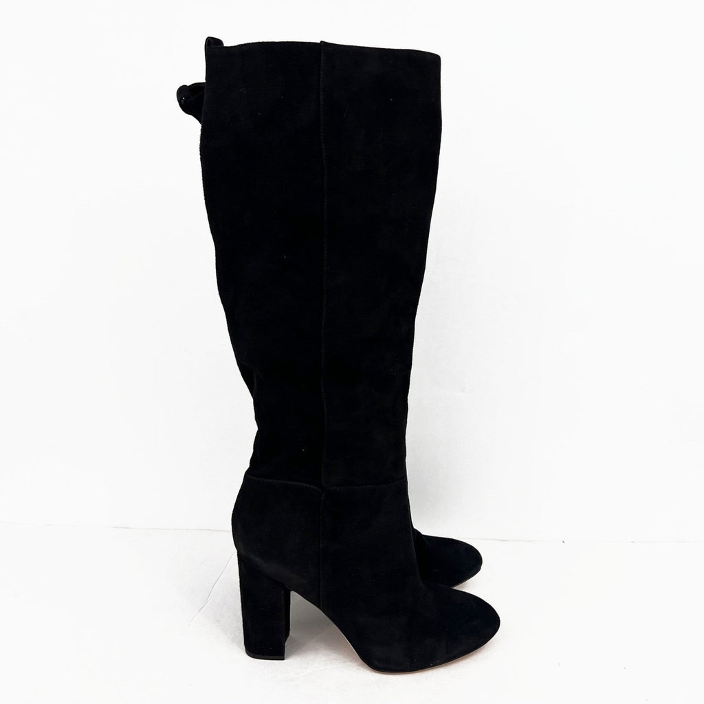Sam Edelman Womens Caprice Heeled Knee High Boots Size 9 EU 39 Black Suede NWOB