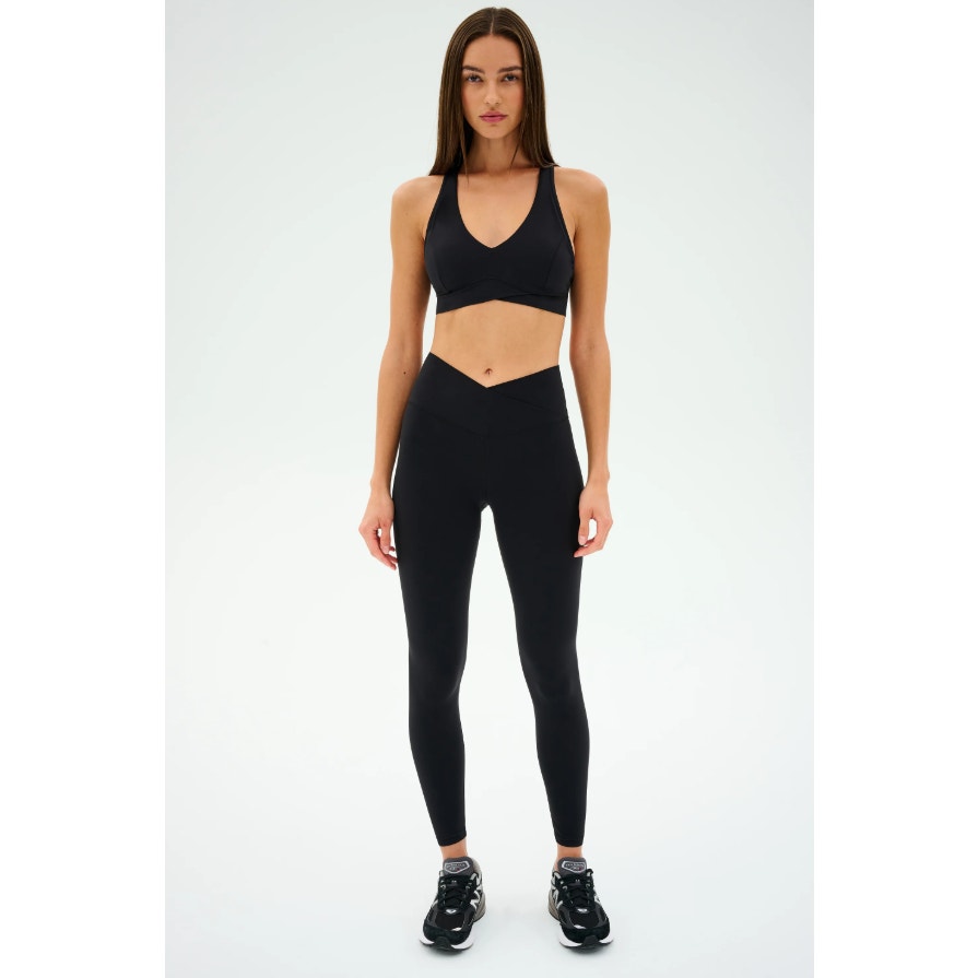 SPLITS59 Womens Mia Rigor 7/8 Leggings XS Black Crossover Waistband NWT