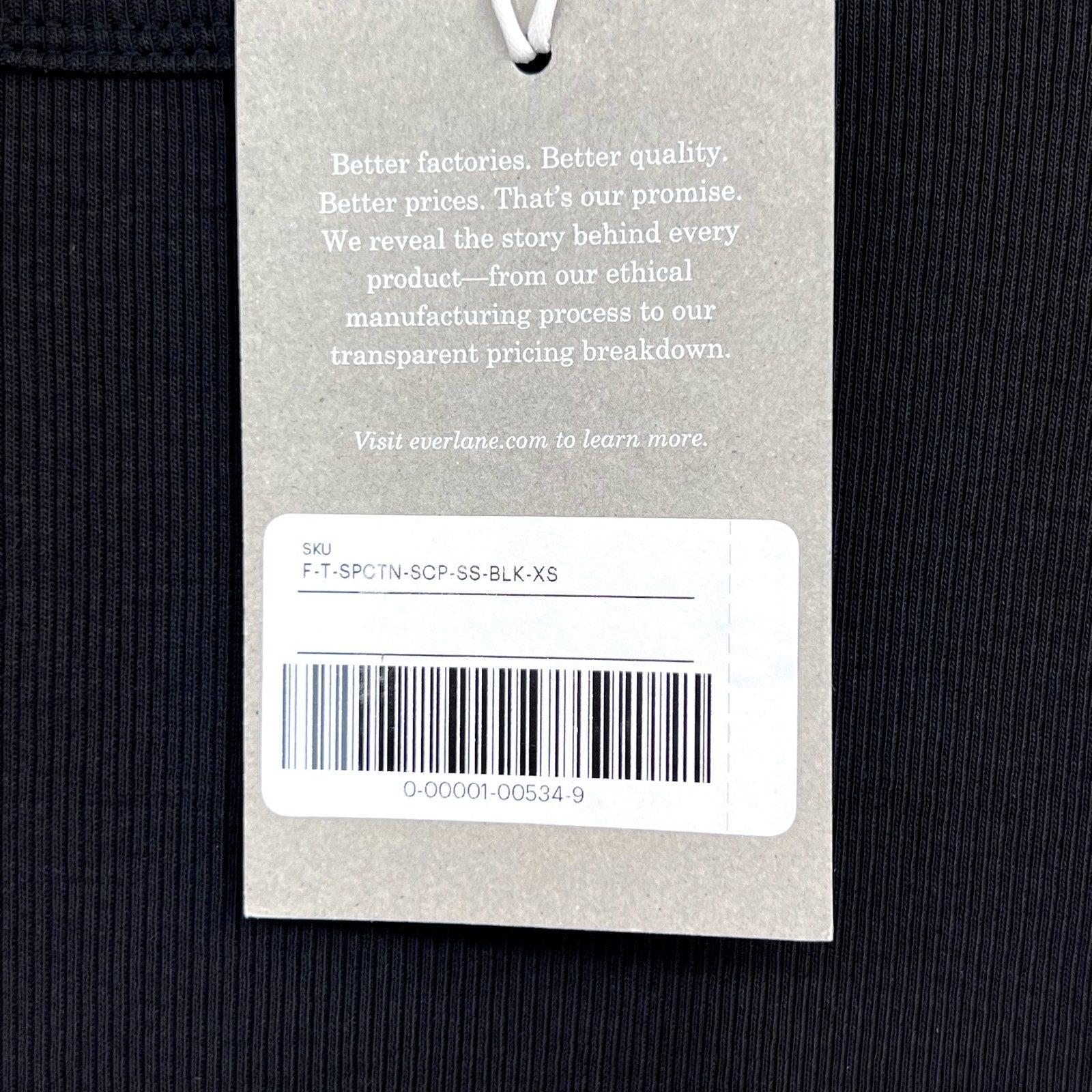 EVERLANE Women's The Luxe Rib Scoop-Neck Tee XS Black Elbow Sleeve SUPIMA NWT