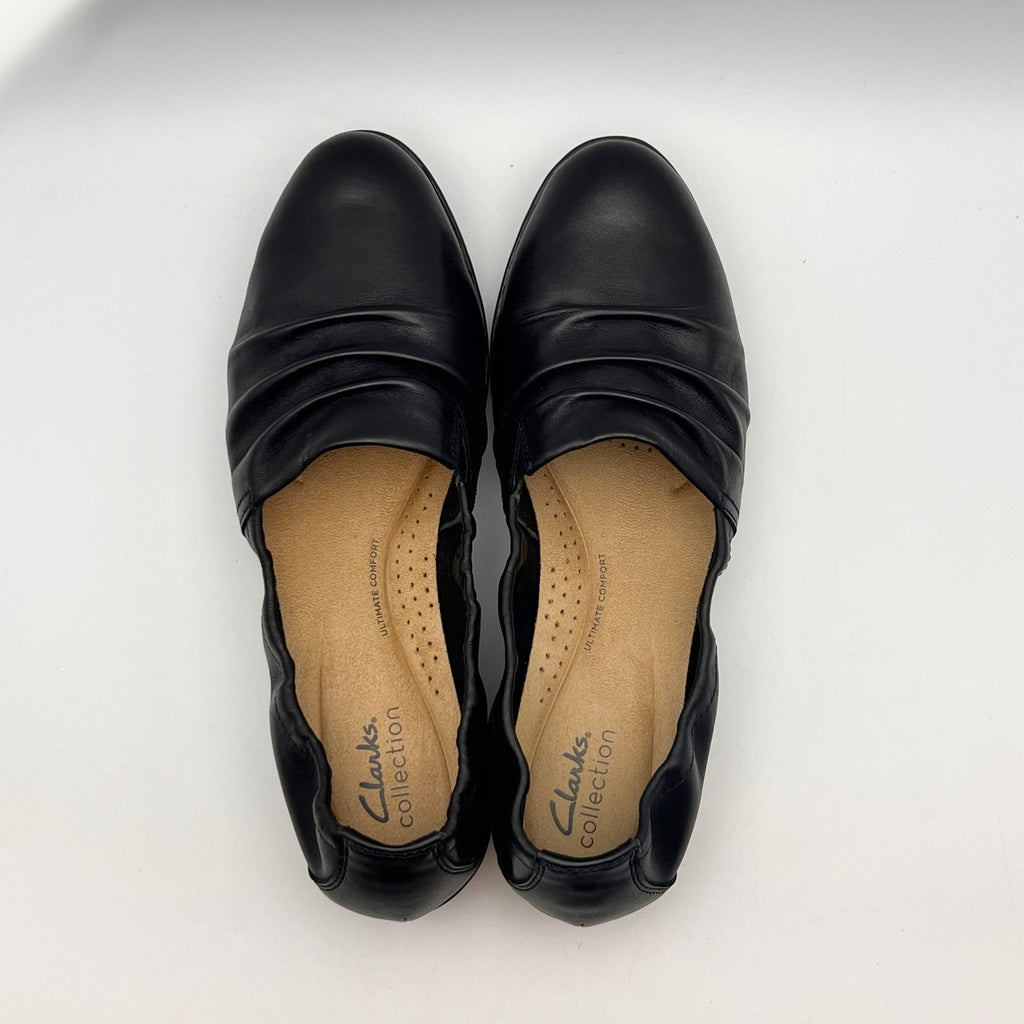 Clarks Womens Jenette Ruby Flats Size 9 M EU 40 Black Leather Slip-On NIB