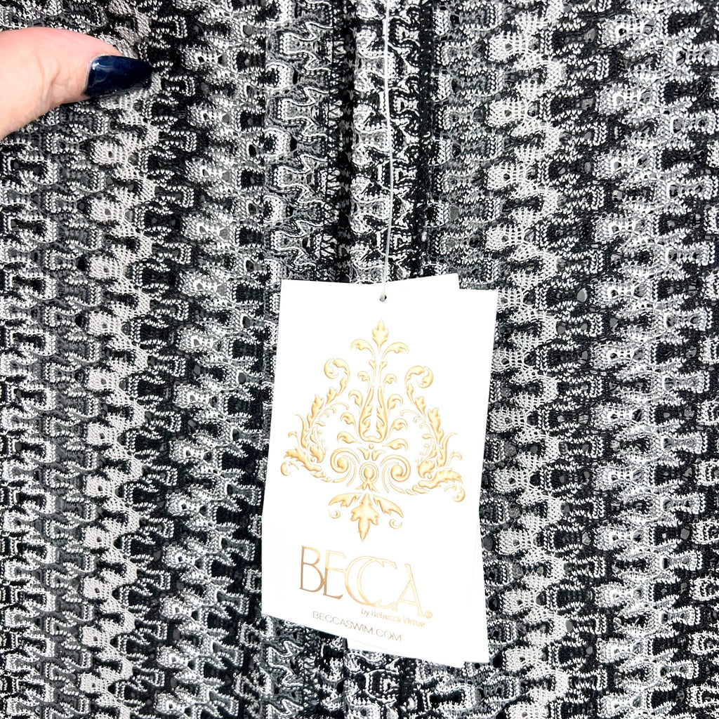 BECCA Women's Granite Bay Crochet Cover-Up Pants Medium Black Split-Leg NWT