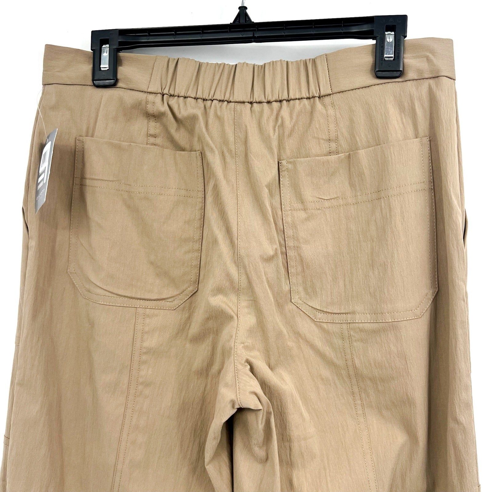 ELLIOT LAUREN Womens Wide Leg Crop Pants Size 8 Tan Driftwood Elastic Waist NWT