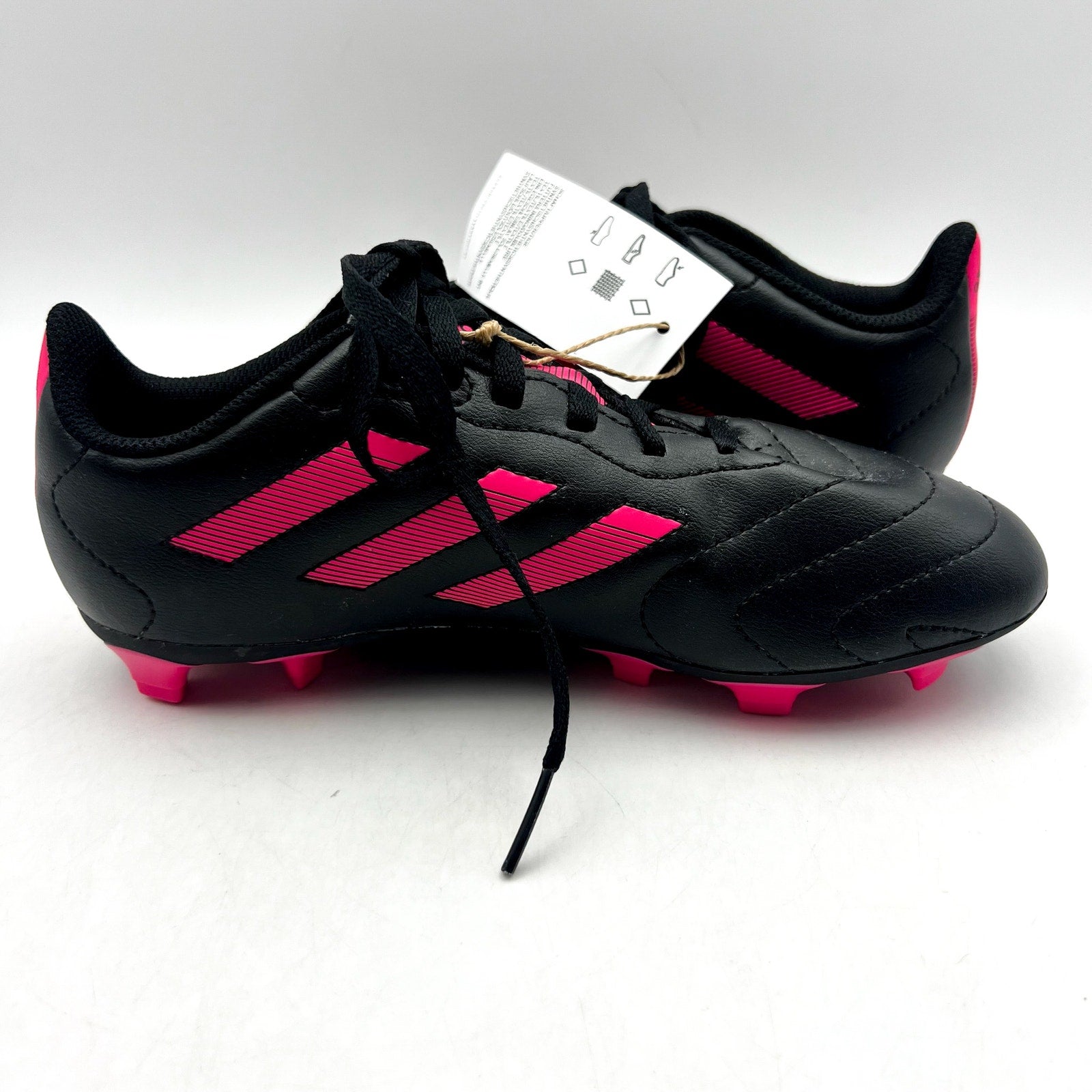 Adidas Youth Goletto VIII Soccer Cleats Size 2.5 Black Pink Firm Ground NWOB