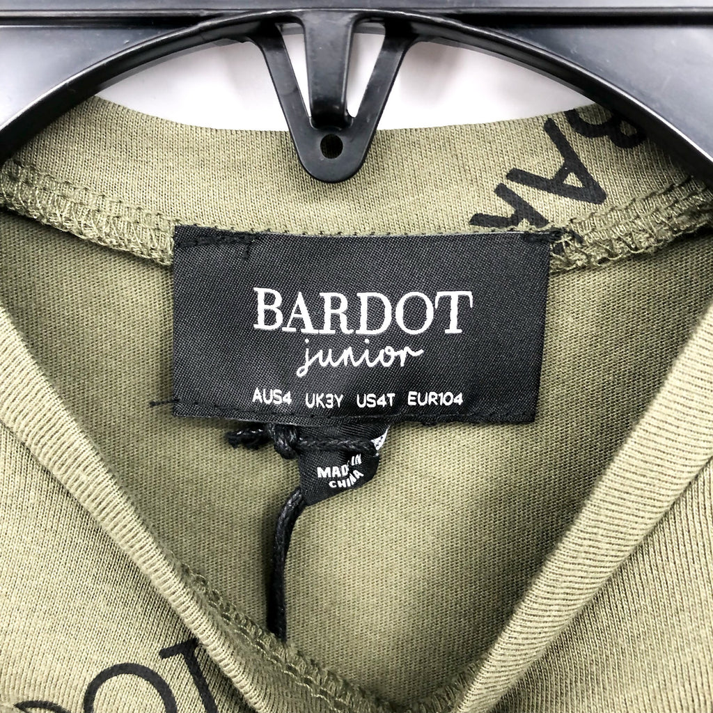 BARDOT JUNIOR Toddler Bardot Tee 4T Khaki Green Short Sleeves NWT
