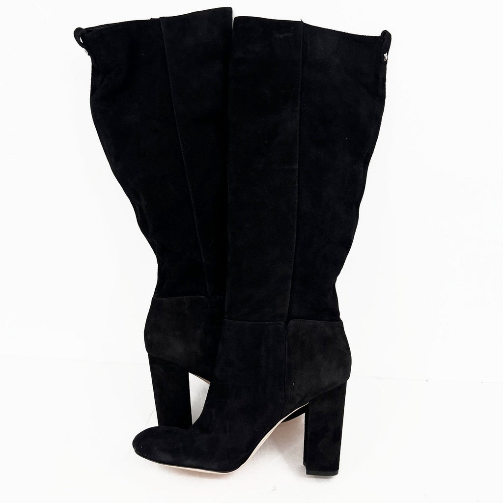 Sam Edelman Womens Caprice Heeled Knee High Boots Size 9 EU 39 Black Suede NWOB
