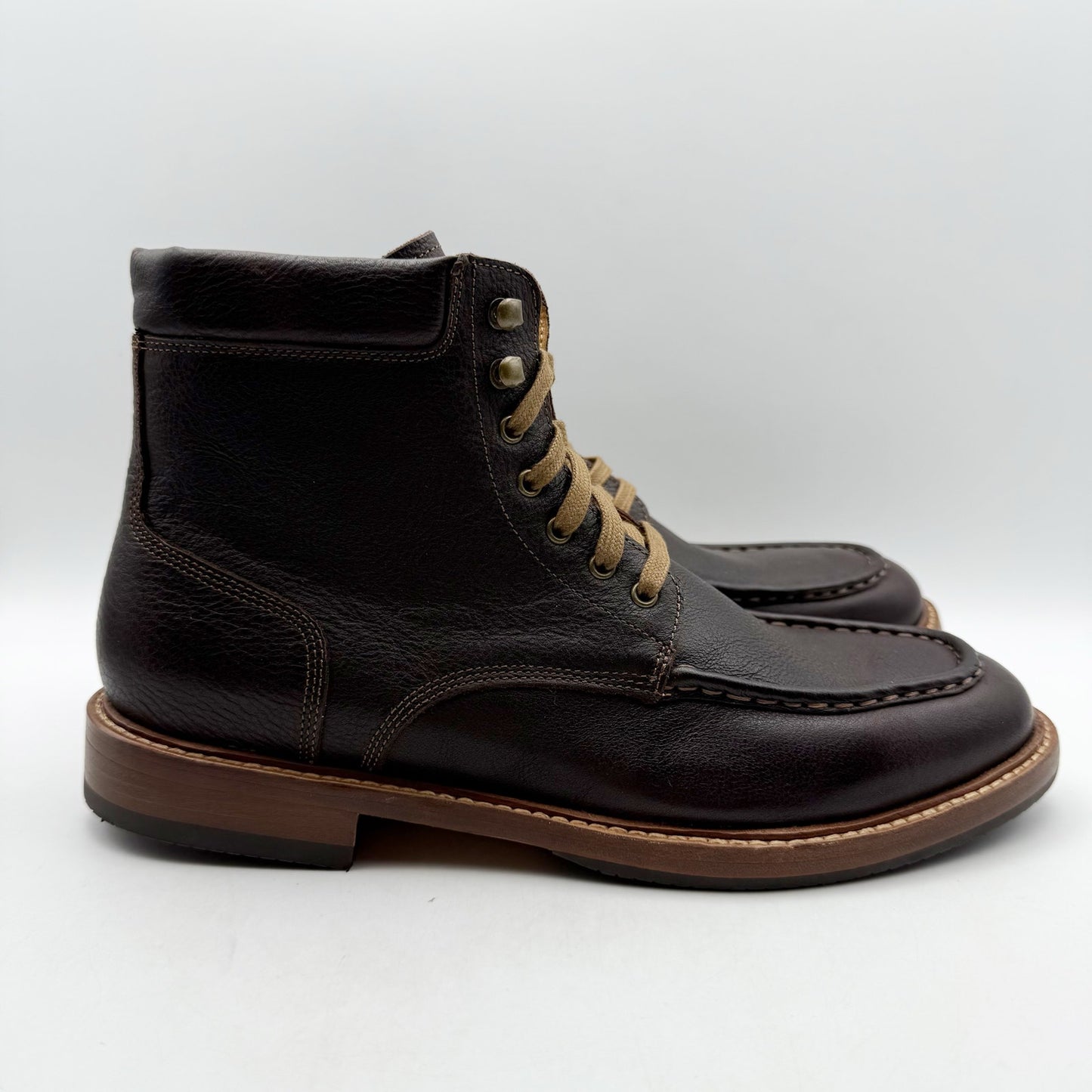 Warfield & Grand Mens Roseburg Ankle Boots US 8.5 M Brown Leather Moc Toe NWOB