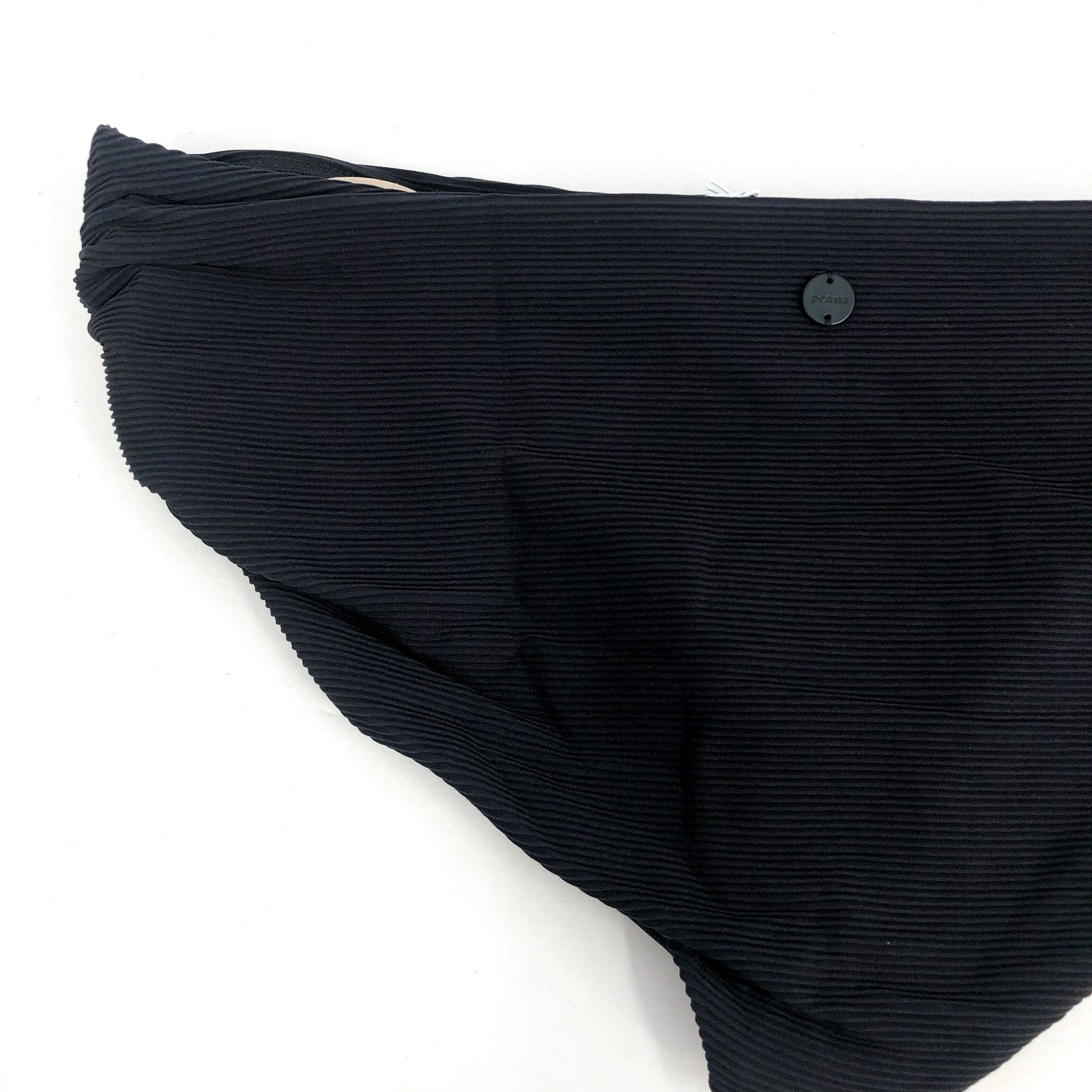 PRANA Women's Marta Bikini Bottom XL Black Ottoman Ribbed Fold Over Band NWT