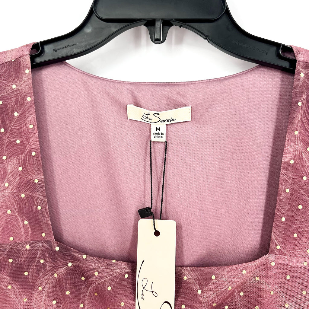 Stitch Fix LES SEREIN Womens Sequin Sheer Top Medium Purple Long Sleeve NWT