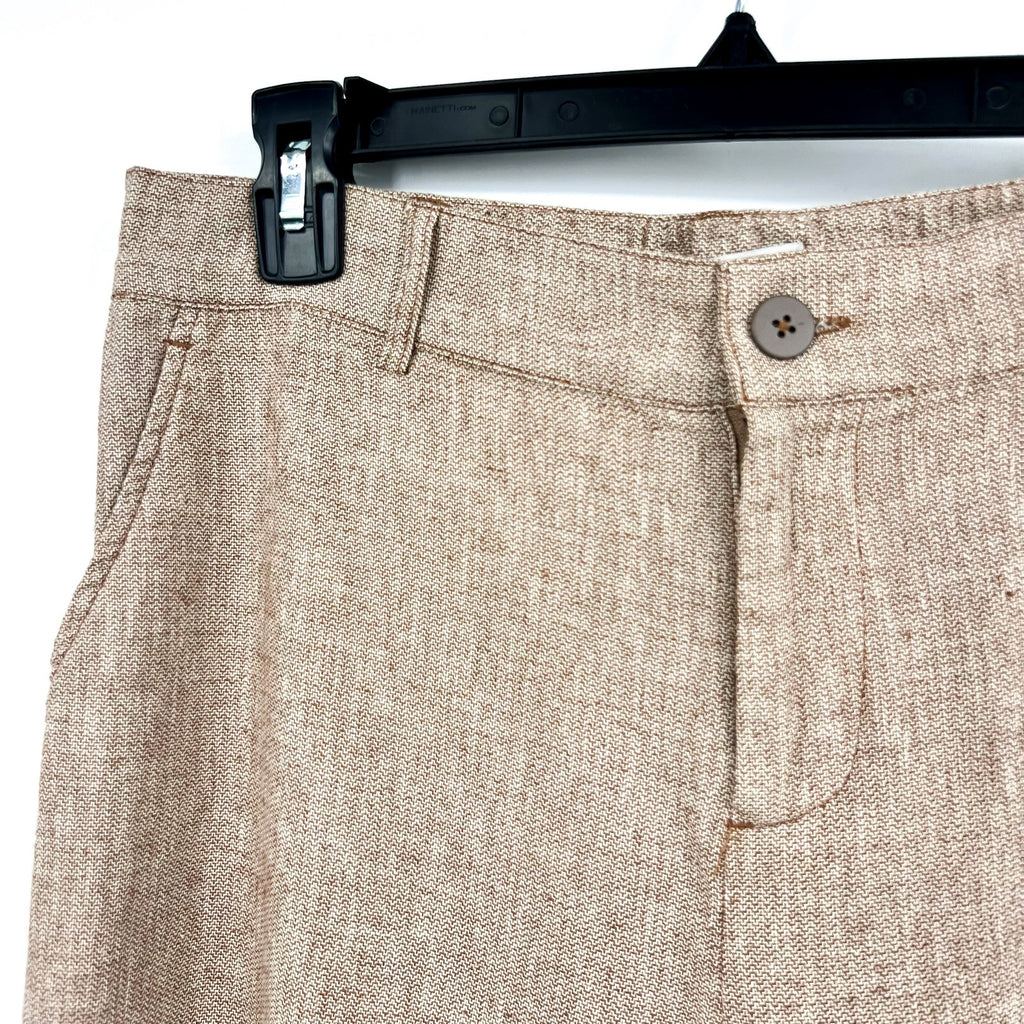 NIC + ZOE Women's Eliot Wide-leg Dress Pants 8 Petite Brown Mix Linen Cotton NWT
