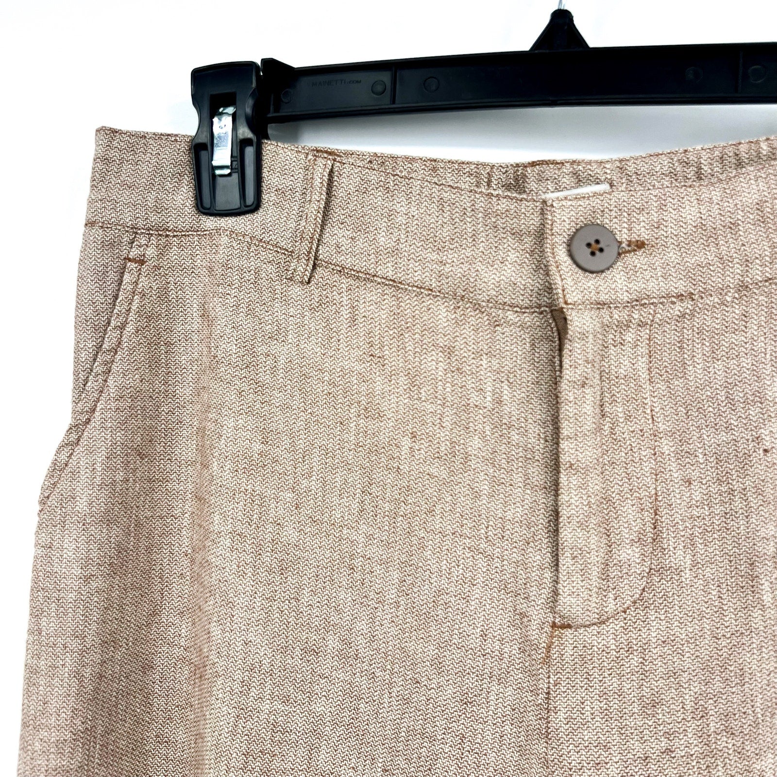 NIC + ZOE Women's Eliot Wide-leg Dress Pants 8 Petite Brown Mix Linen Cotton NWT