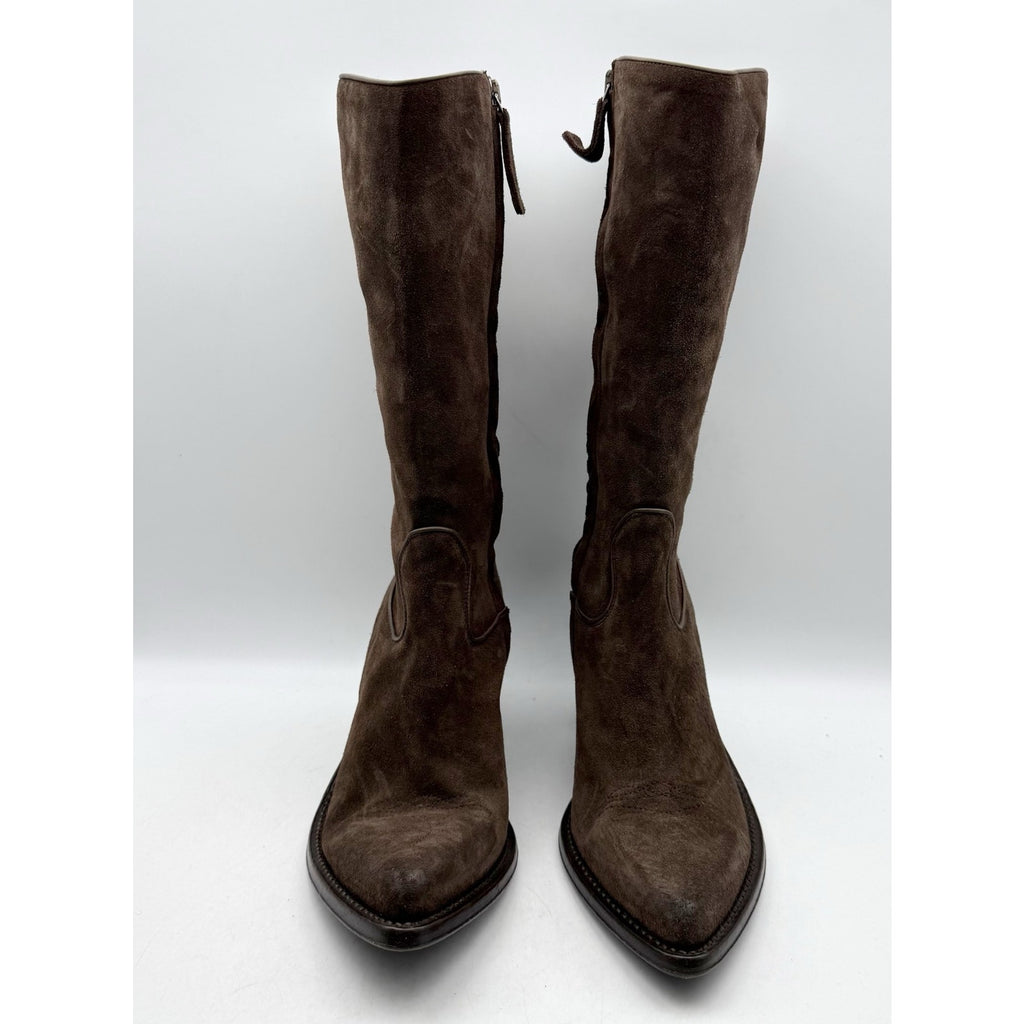 RE/DONE Womens 90s Western Knee High Boots EU 37 US 7 Brown Suede EUC