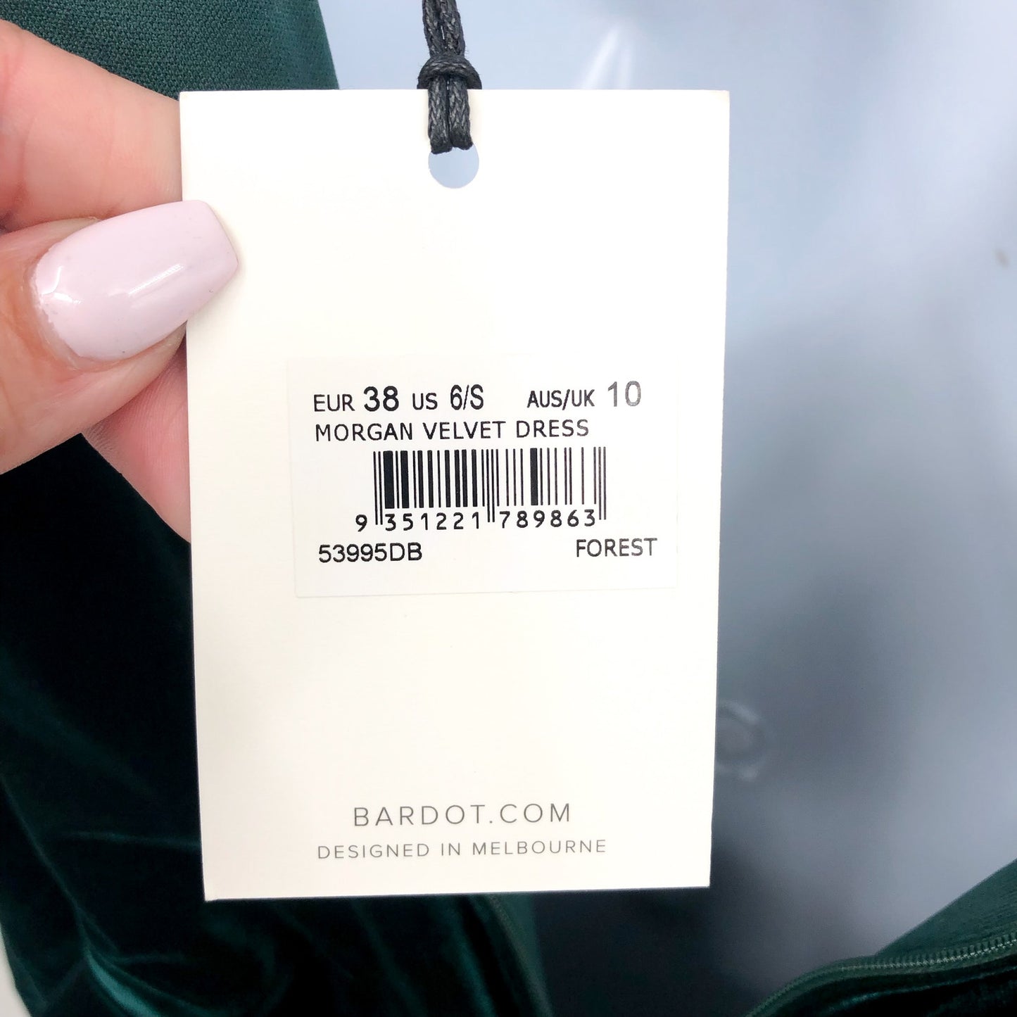 BARDOT Women's Morgan Velvet Wrap Dress US 6 Forest Green Long Sleeve NWT