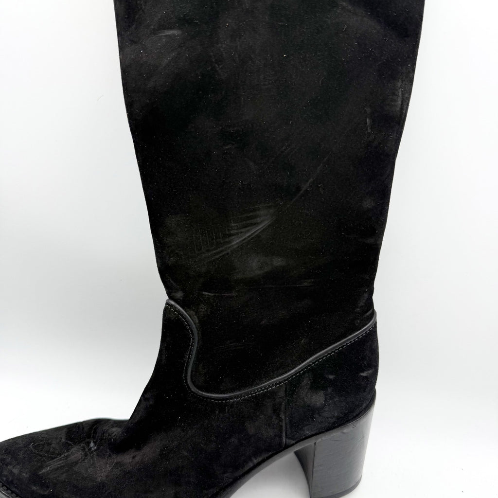 RE/DONE Womens 90s Western Knee High Boots EU 40 US 10 Black Suede EUC
