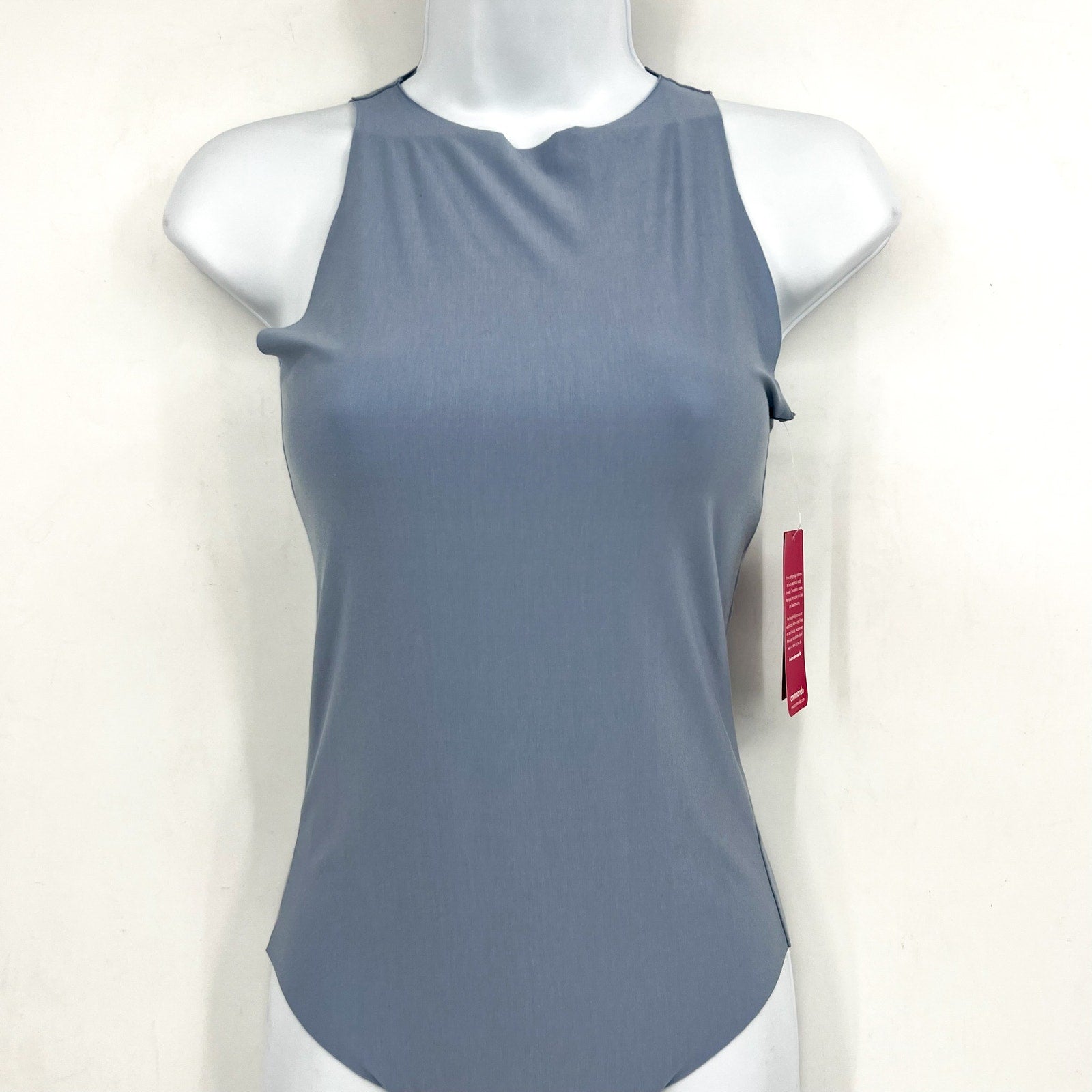 COMMANDO Women's Butter Crewneck Tank Bodysuit Small Blue Pool Stretch NWT