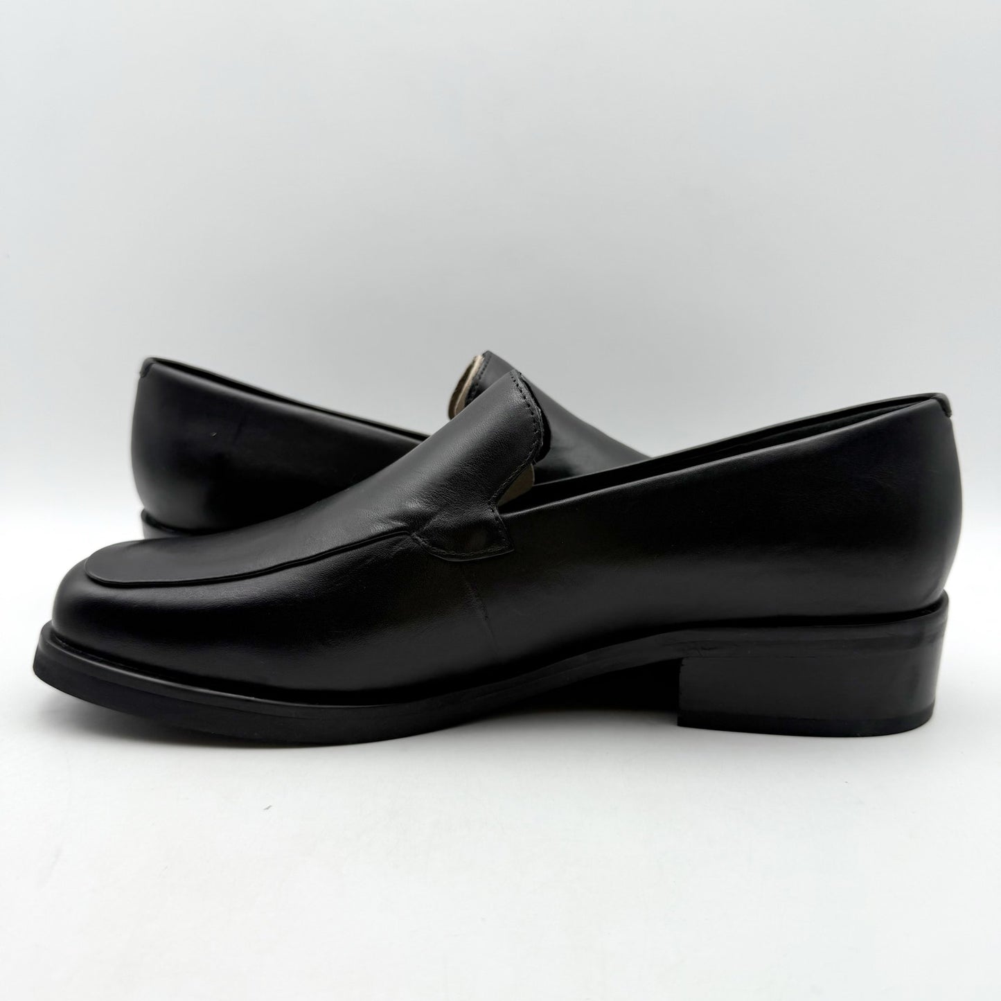 Franco Sarto Womens Bocca Loafers US 9.5 Wide EU 40.5 Black Leather Slip On NWOB