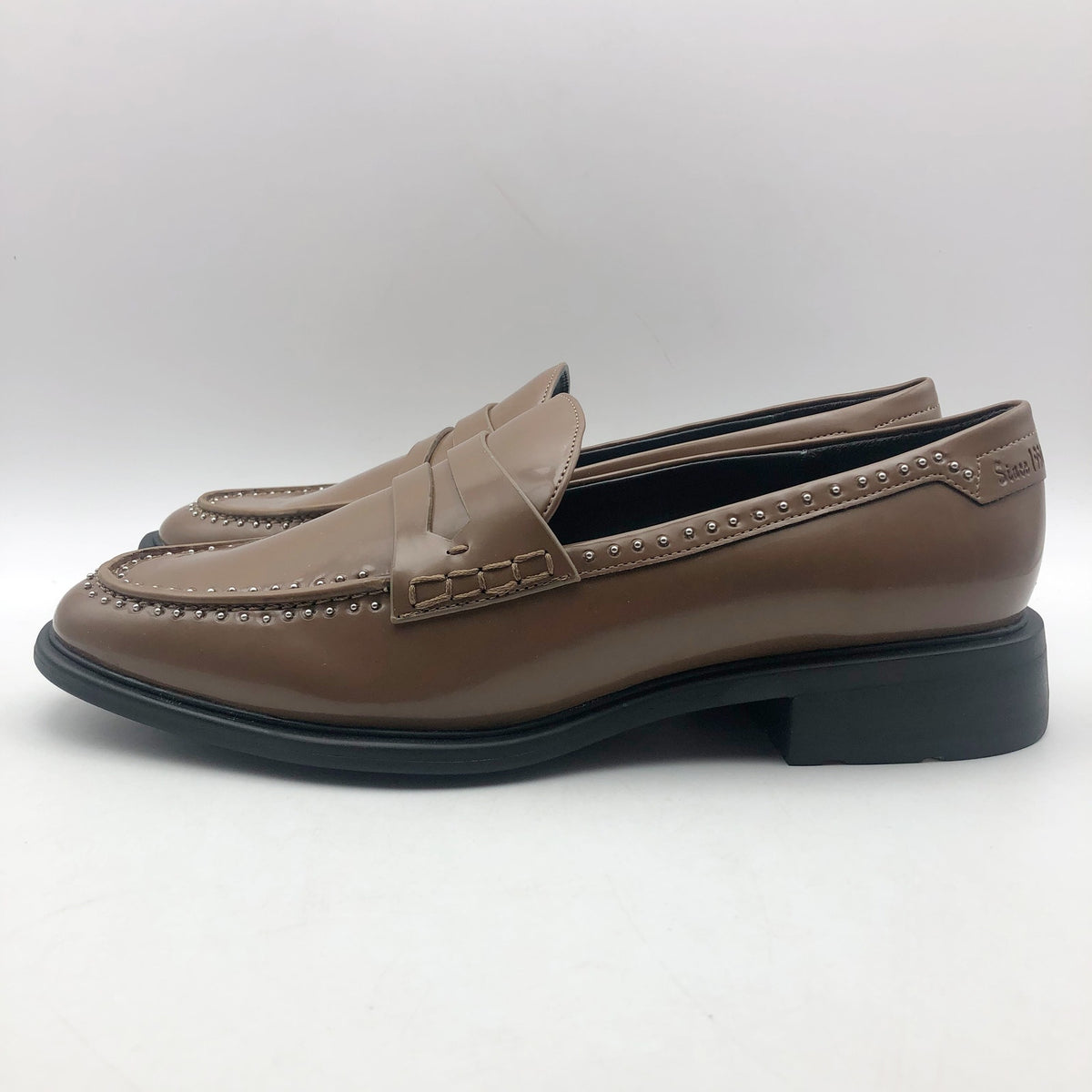 Franco Sarto Womens Eden Studded Loafers Size 7.5 Toffee Brown Slip On NWOB