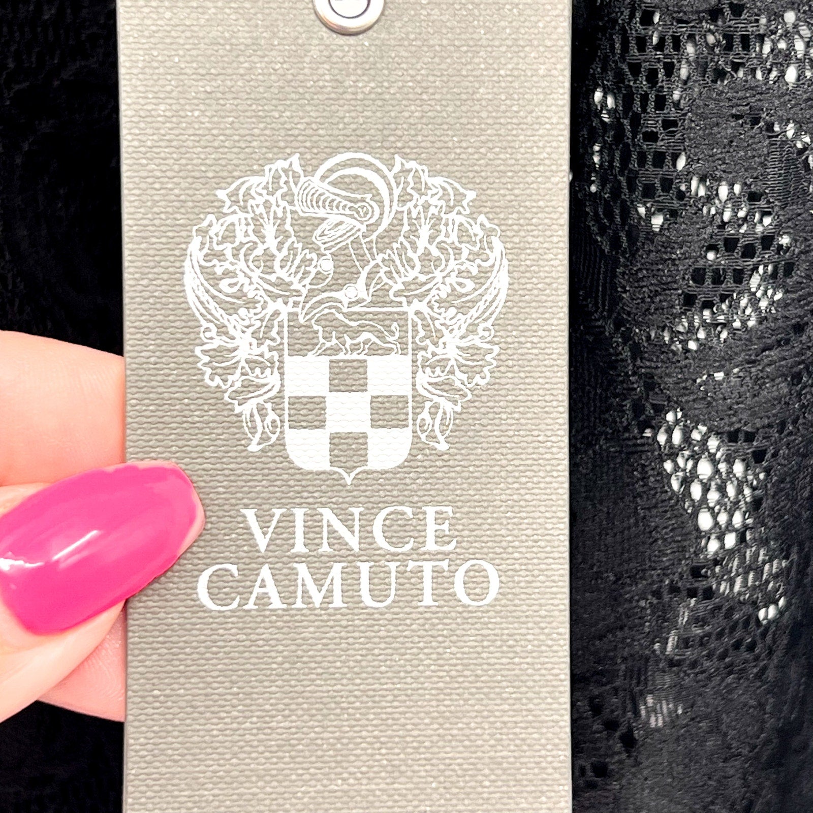 VINCE CAMUTO Women's Lace-Detail Maxi Dress XS Black Long-Sleeve Mock Neck NWT