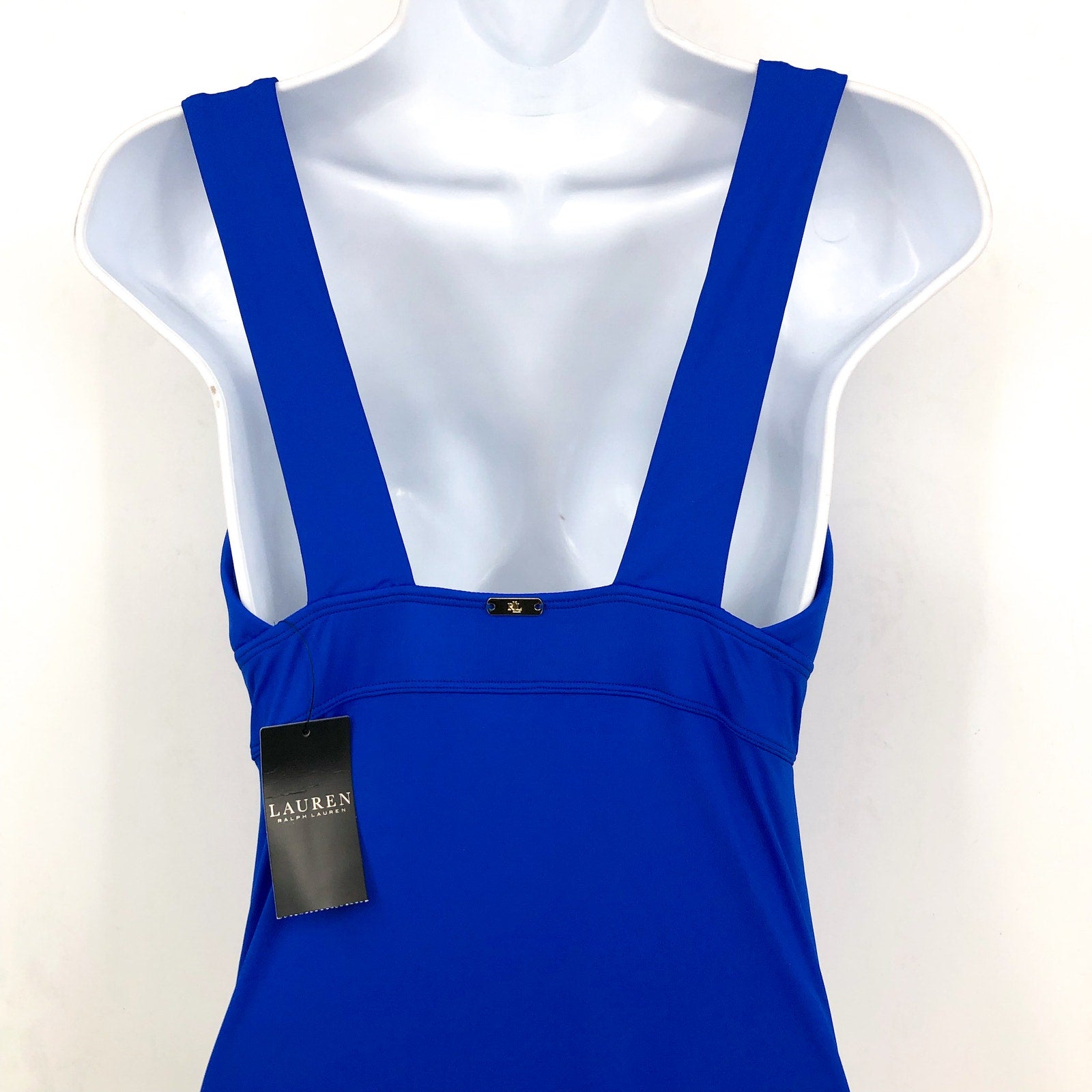 LAUREN RALPH LAUREN V Neck One Piece Swimsuit Size 6 Royal Blue Beach Club NWT