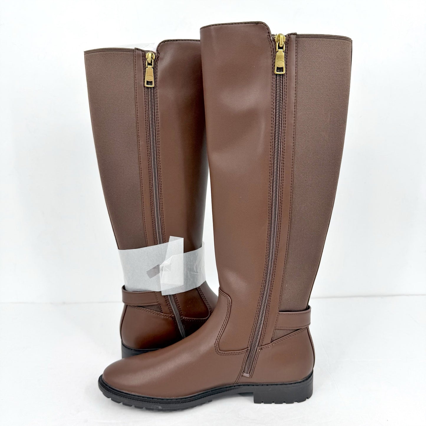 Coach Womens Faith Knee High Boots US 8.5 B EU 39 Brown Vegan Leather NIB