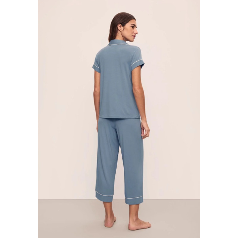 EBERJEY Gisele PJ Set Medium Light Blue Short Sleeve & Cropped Pant NWT
