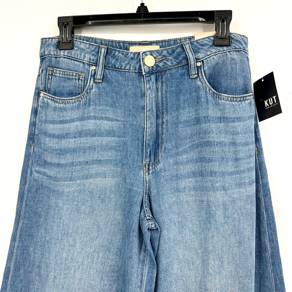 KUT FROM THE KLOTH Blake Crop Wide Leg Jeans Size 0 Medium Wash High Rise NWT
