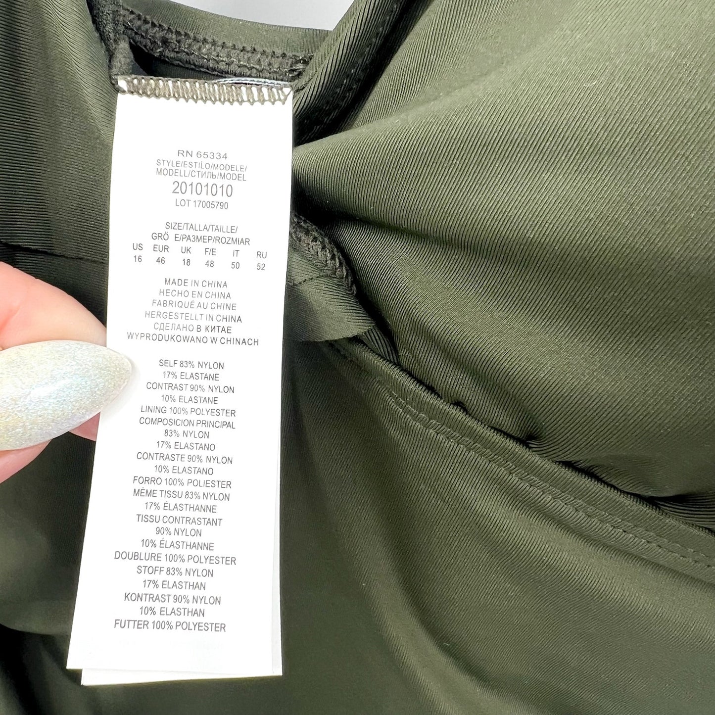 LAUREN RALPH LAUREN Beach Club Ruffle One Piece Swimsuit Size 16 Olive Green NWT