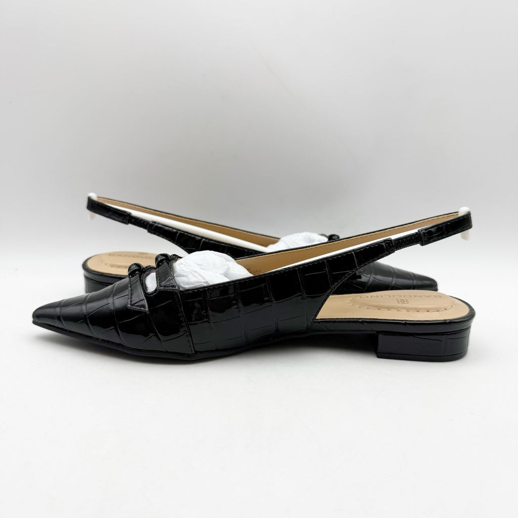 Bandolino Womens Aleeza Flats US 6 M Black Croc Vegan Leather NIB
