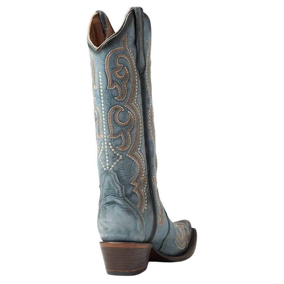 Corral Womens L5869 Western Cowboy Boots US 6 M EU 36.5 Blue Leather Stitch NIB