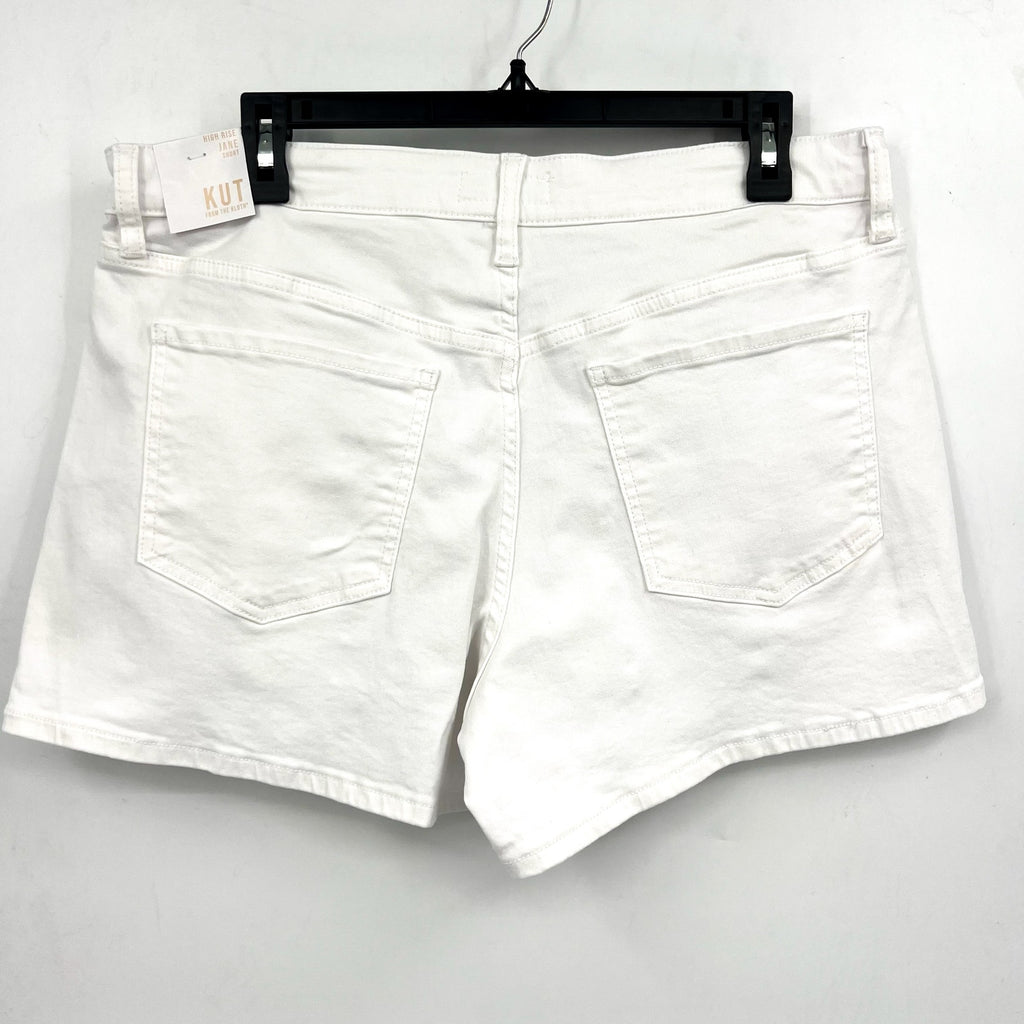 KUT FROM THE KLOTH Jane Cuff Denim Shorts Size 8 Optic White High Waist NWT