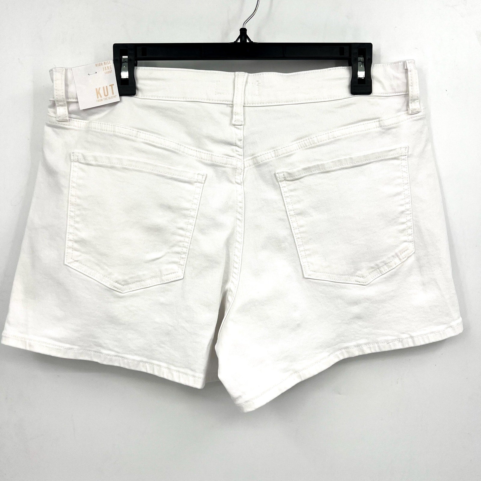 KUT FROM THE KLOTH Jane Cuff Denim Shorts Size 8 Optic White High Waist NWT