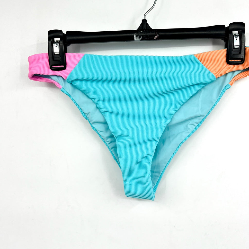 BEACH RIOT Women's Kimora Bikini Bottom Medium Blue Crush Colorblock NWOT
